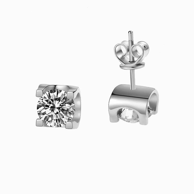 The Catalina | Channel Round Diamond Stud Earrings