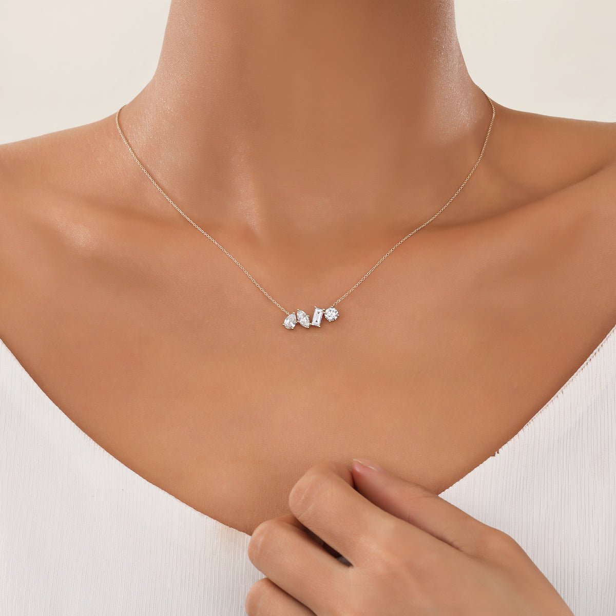 The Serendipity | Four-Stone Assorted Shapes Diamond Necklace