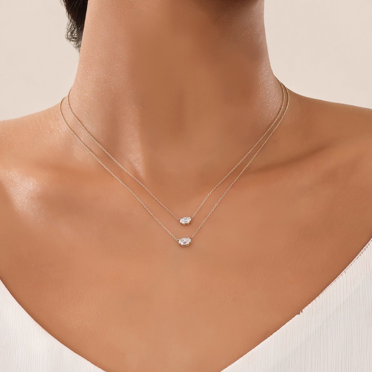 The Clara | Horizontal Oval Diamond Necklace
