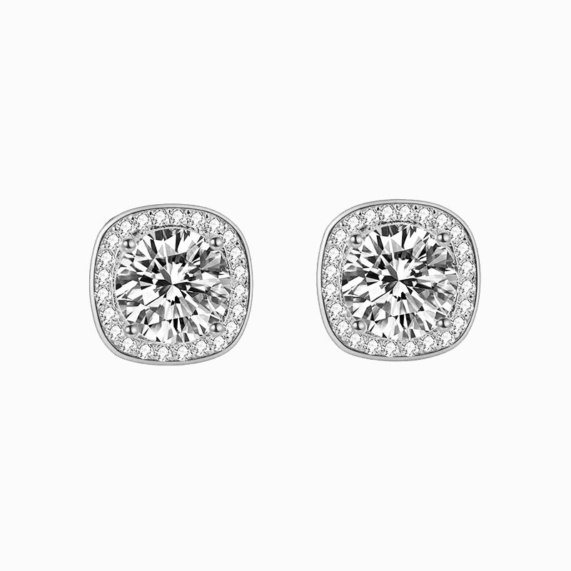 The Winona | Halo Cushion Diamond Stud Earrings