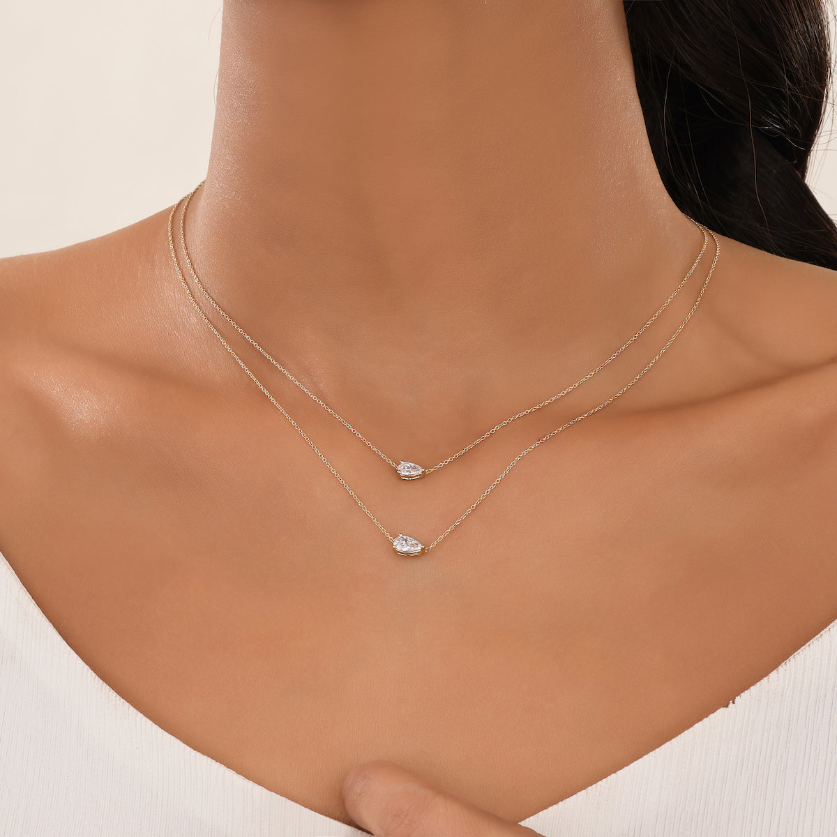 The Soprano | Horizontal Pear Diamond Necklace