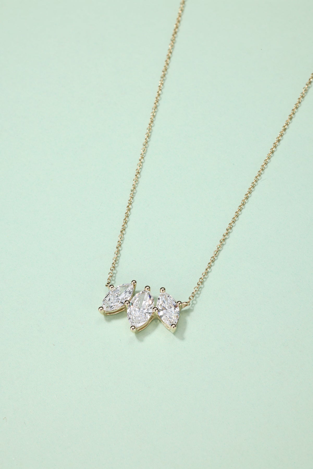 The Delphi III | Three-Stone Marquise Diamond Necklace