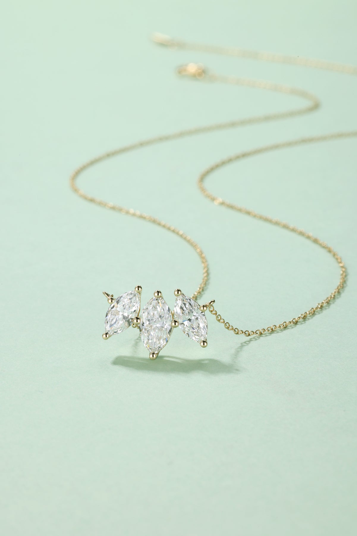 The Delphi III | Three-Stone Marquise Diamond Necklace