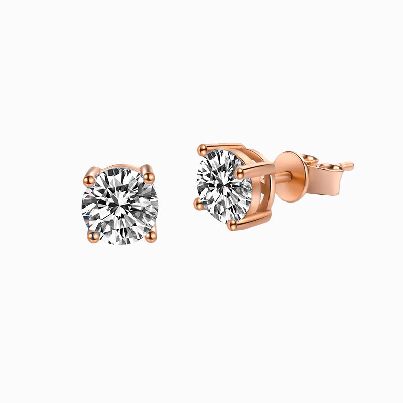 The Darlene | Four-Prong Round Diamond Stud Earrings