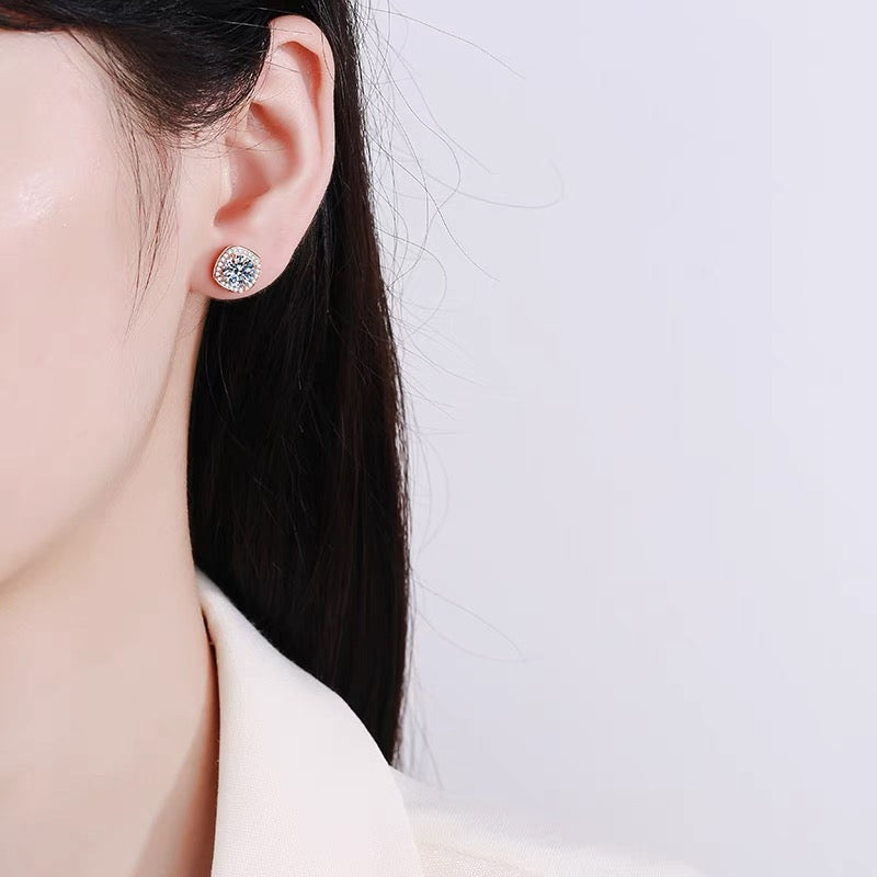 The Winona | Halo Cushion Diamond Stud Earrings