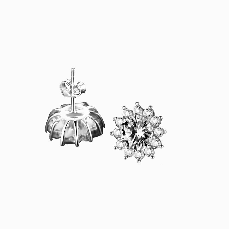 The Chrysanthemum | Flower Halo Round Diamond Earrings