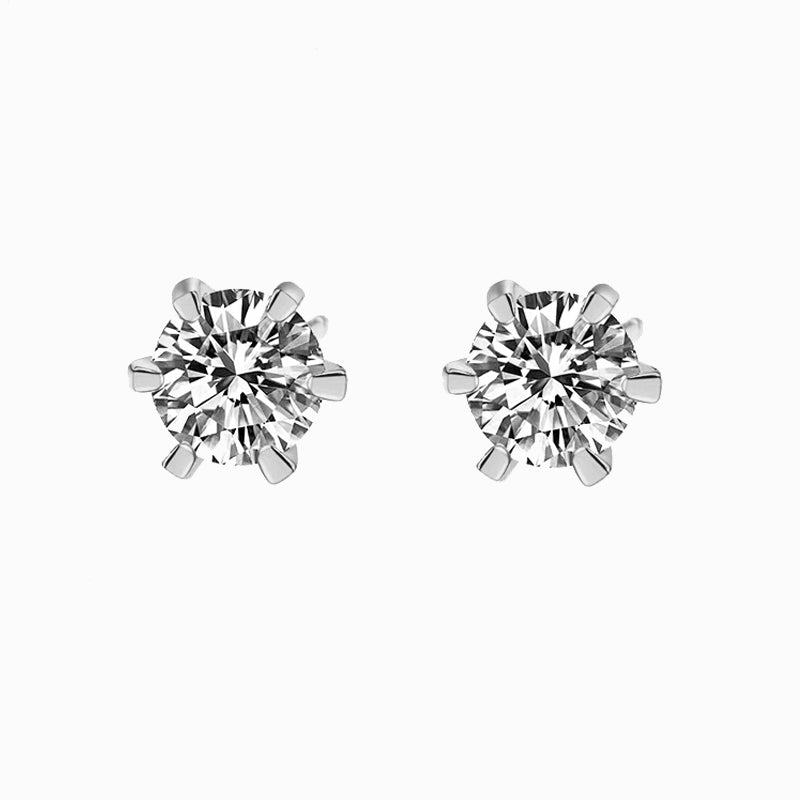 The Starlight | Six-Prong Round Diamond Stud Earrings