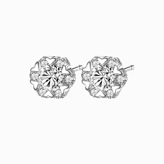 The Cupid | Inset Heart Round Diamond Earrings