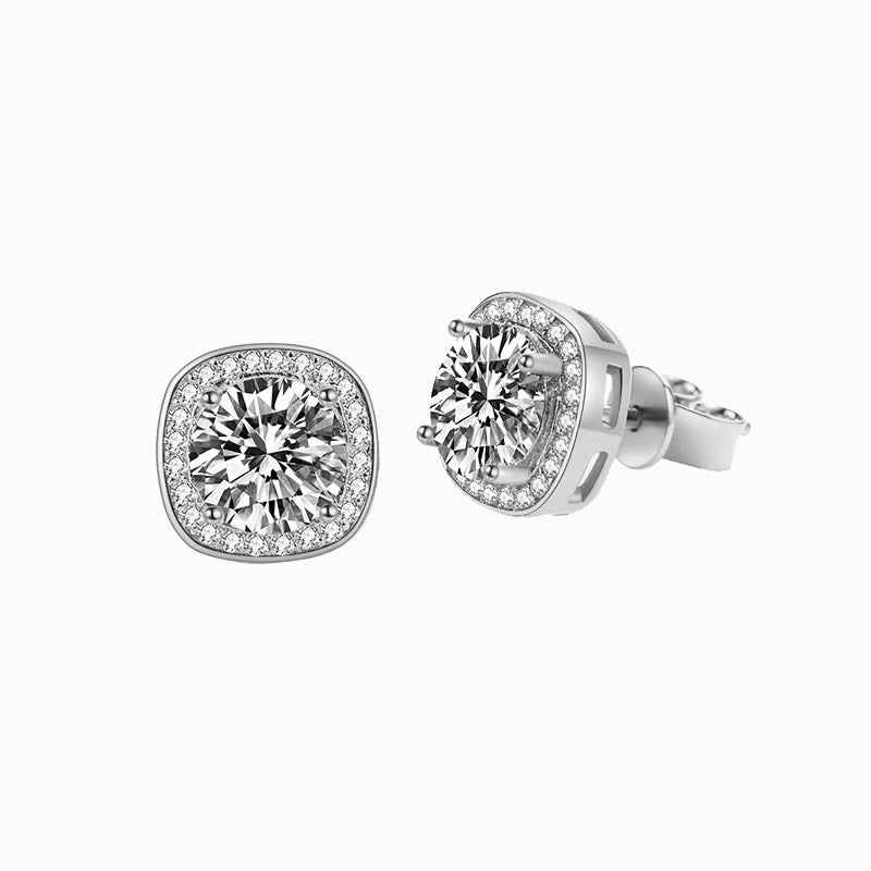 The Winona | Halo Cushion Diamond Stud Earrings