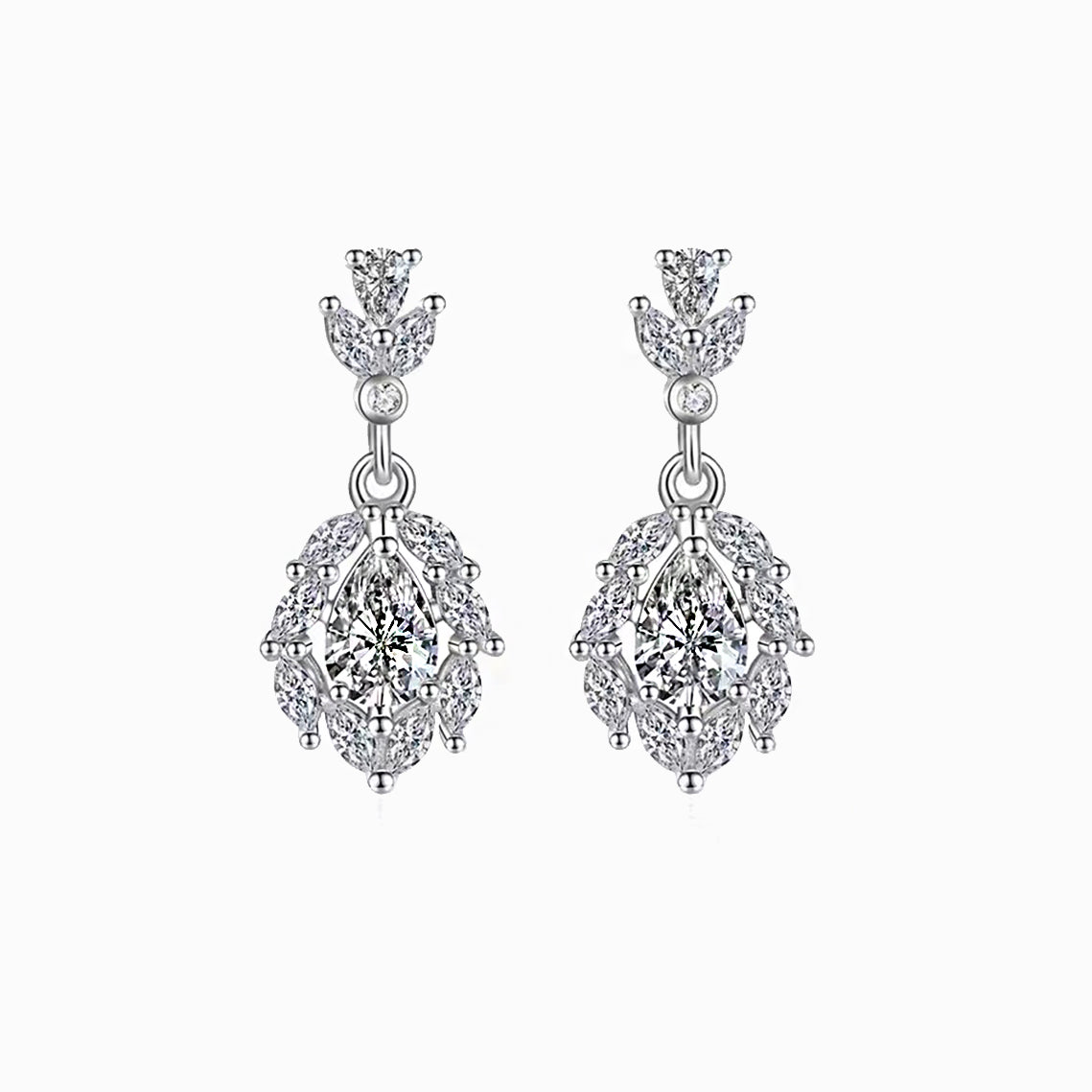 The Babylon | Fractal Pear Drop Diamond Earrings