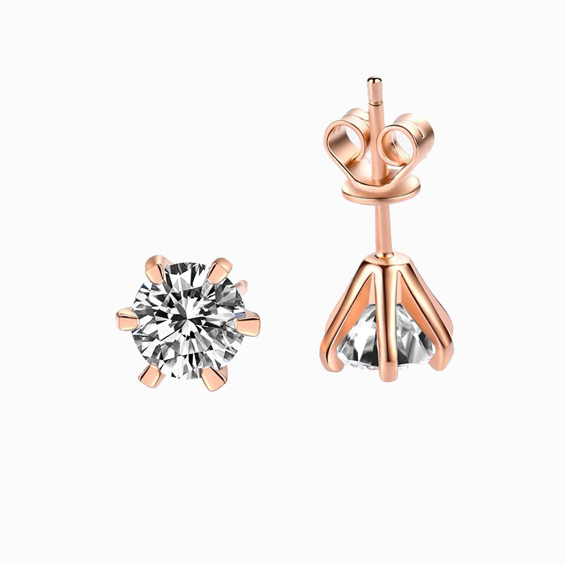 The Starlight | Six-Prong Round Diamond Stud Earrings