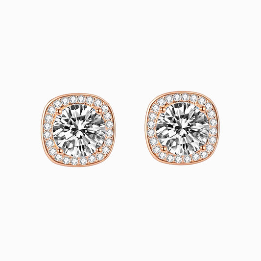 The Winona | Halo Cushion Diamond Stud Earrings