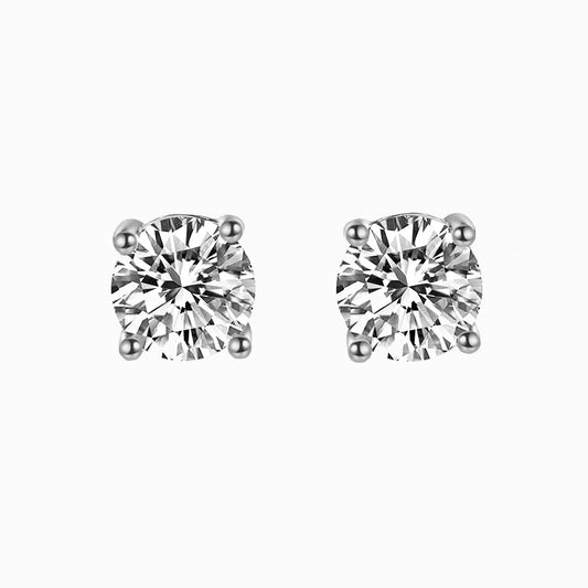 The Darlene | Four-Prong Round Diamond Stud Earrings