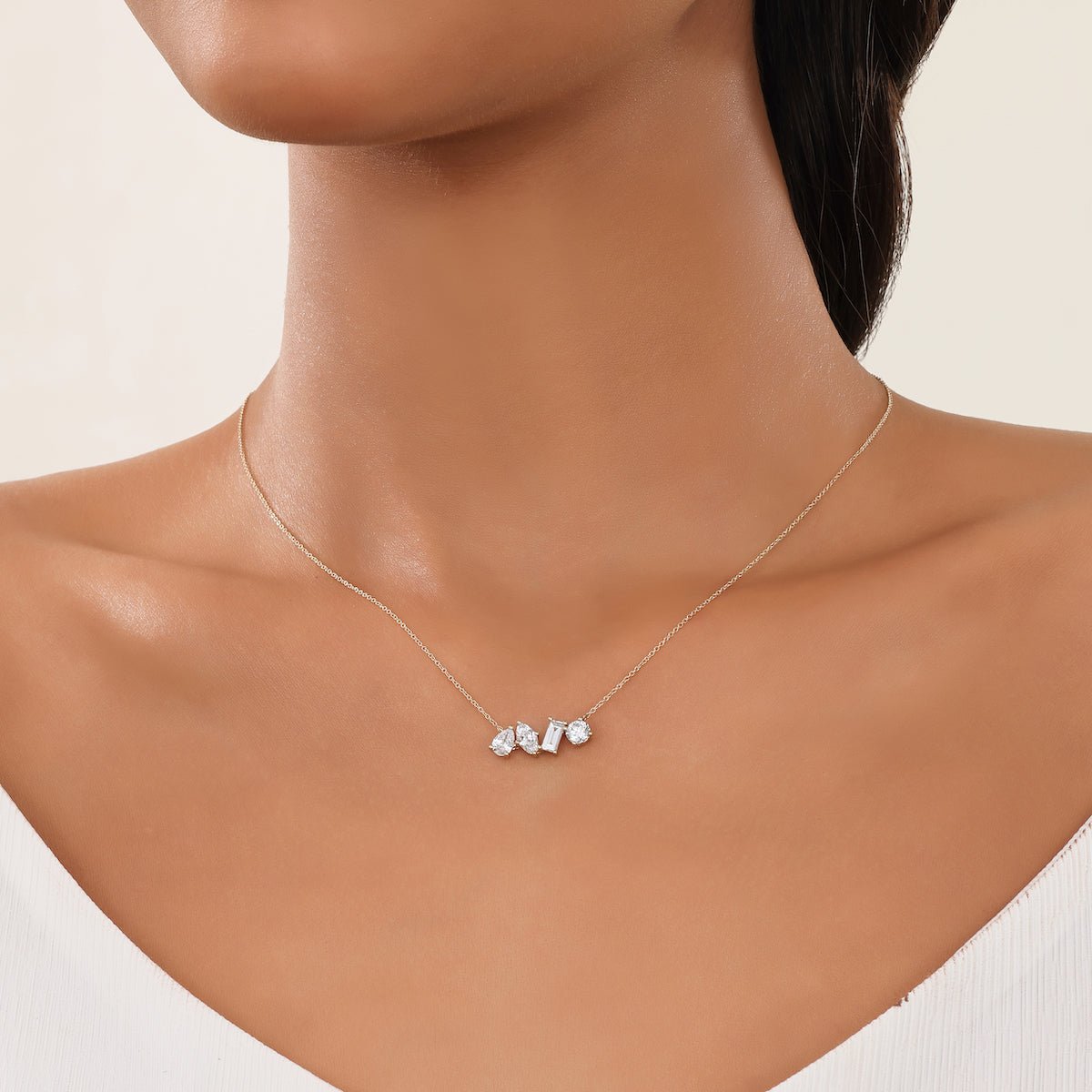 The Serendipity | Four-Stone Assorted Shapes Diamond Necklace