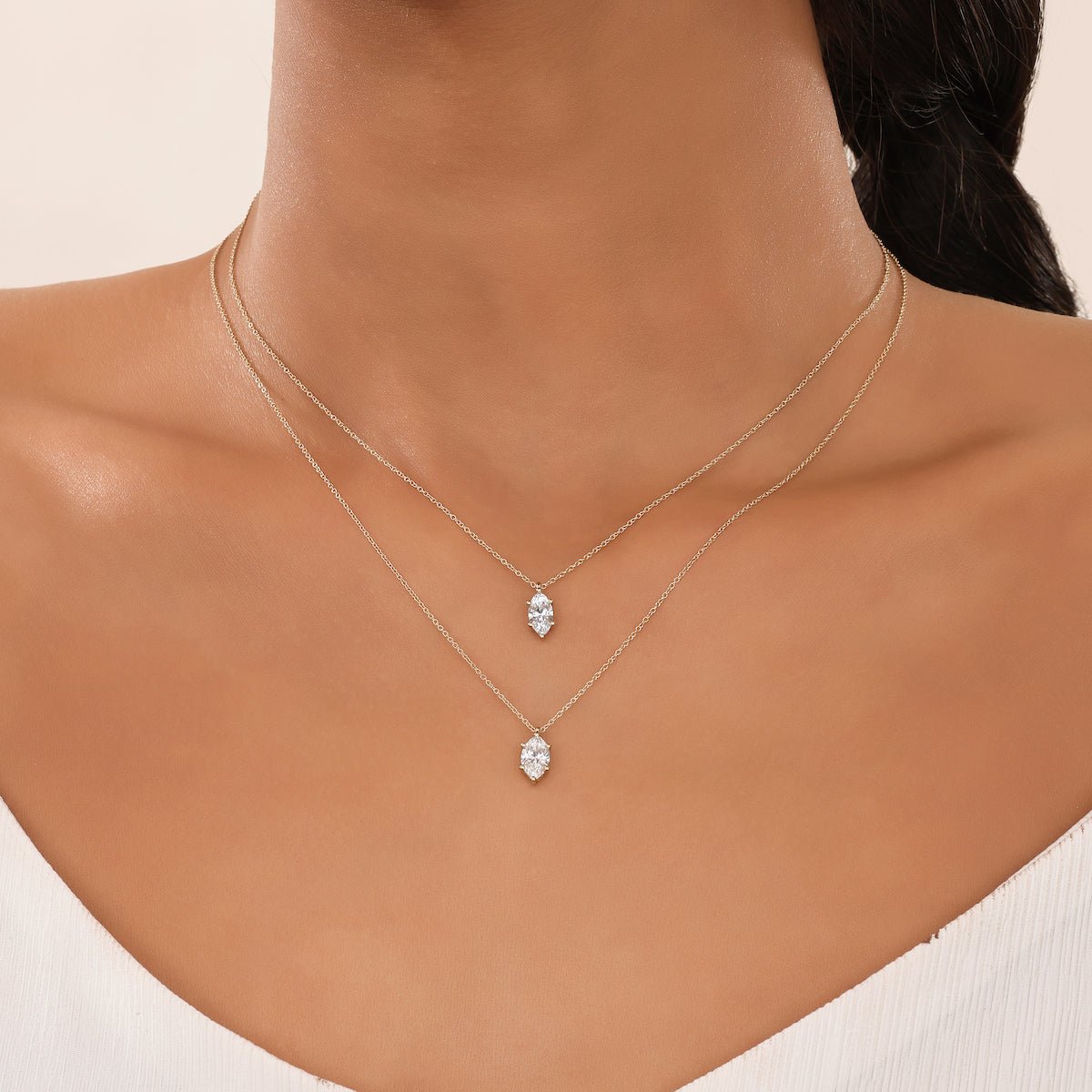 The Misty | Pendant Marquise Diamond Necklace