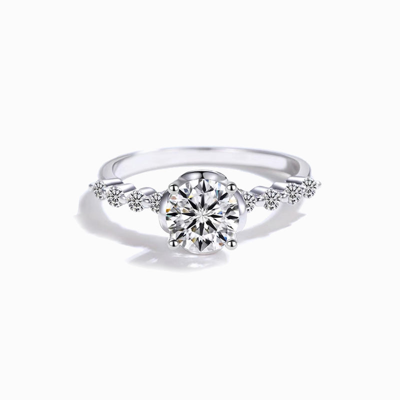 a white gold ring with diamonds on it